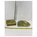 MATCHING GREEN SEMI PRECIOUS STONE TRINKET DISH