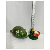 CHALK FROG WITH FLOWER PLANTER/CANDLE HOLDER,