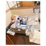 WEAVED BASKET CONTAINING BANDAGES & OTHER FIRST