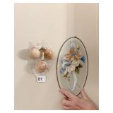 FROSTED OVAL FLORAL SUNCATCHER, & ALABASTER WALL