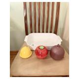 RECTANGULAR CORNING WARE CASSEROLE DISH, & THREE