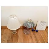 SMALL LAMP WITH SHADE, PUZZLE LAMP, HAND WEIGHT,