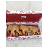 CARVED WOODEN ELEPHANTS IN BOX