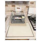METAL DISH DRYING RACK, DRYING TOWEL, & GLASS