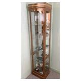 WOOD & GLASS CURIO CABINET 17"W X 11"D X 72"H