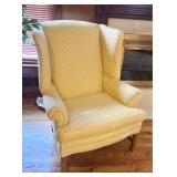 YELLOW AND NAVY-BLUE TUFTED BACK ARMCHAIR CLEAN