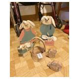 WOOD BUNNY, BASKETS, RABBITS
