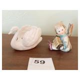 GOEBEL SWAN & SITTING GIRL CANDLE HOLDER