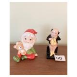 PICKWICK MAN STATUE & SANTA ELF WITH BEAR