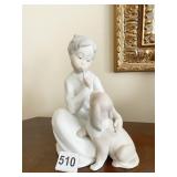 LLADRO CHILD WITH DOG 9.5" H