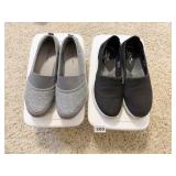2 PAIRS SLIP ON CLARKS SZ. 8