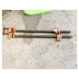 2 STEEL ADJUSTABLE WOODWORKING CLAMPS 25 IN