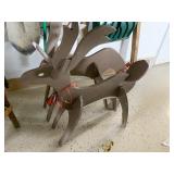 TWO WOODEN CHRISTMAS PAINTED REINDEER COLLAPSIBLE