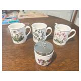 4 WEDGWOOD BOTANICAL MUGS