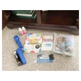 BAG OF TRAVEL MAPS, CROSSWORD BOOK, MOD PODGE,