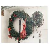 FIVE ASSORTED EXTENSION CORDS AND LARGE