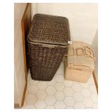 WICKER HAMPER & BASKET WITH CONTENTS