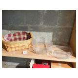 LONGABERGER BASKET WITH PLASTIC INSERTS HAND