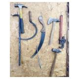SIZE LARGE PIPE WRENCH PRY BAR AND SYTHE