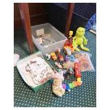 GRINCH STUFFED ANIMAL, FISHER PRICE MICROPHONE,