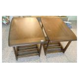 WOOD SID TABLES WITH SOME WEAR 20"W X 30"D X 20"H