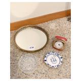 TRAVEL CLOCK, GLASS DISH