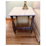 WOOD & MARBLE SIDE TABLE 20"W X 25"D X 22"H