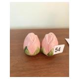 CERAMIC ROSEBUD SALT & PEPPER SHAKERS