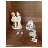 CRYSTAL SITTING CLOWN ON MIRROR & OTHER CLOWN