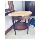 OVAL TWO TIER INLAY TABLE 24" H X 18" X 26"