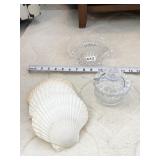 SHELLS, FAN SHAPE DISH, COVERED CANDY DISH