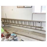 TWO 12 FOOT SECTIONS OF LADDER WOOD