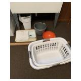 2 LAUNDRY BASKETS  HAMPERS WITH OTHER BUCKET