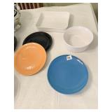 CERAMIC RECTANGLE PAN, ROUND PAN, & 5 VARIOUS