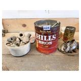 ASSORTED HEAVY BOLTS AND HARDWARE CASTLE NUTS