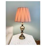 PAIR OF BRASS LAMPS WITH SHADES 32"H