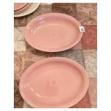 2 PINK FIESTA WARE OVAL BOWLS