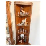 Oak corner open curio cabinet 4 shelves