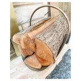 FIREPLACE LOG HOLDER W/ LOGS
