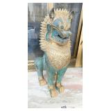 GUARDIAN FOO DOG LION SINGHA TEMPLE BRONZE 15" H
