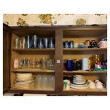 CONTENTS OF CABINETS, WATER PITCHER, ETC.