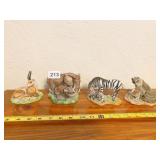 4 FRANKLIN MINT ANIMAL COLLECTIBLE FIGURINES,