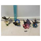4 PORCELAIN BUTTERFLY FIGURINES BY FRANKLIN MINT
