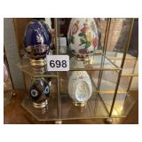4 FRANKLIN MINT EGGS W/ PEDESTALS
