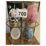 4 FRANKLIN MINT EGGS W/ PEDESTALS