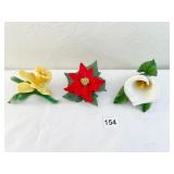PORCELAIN LENOX DAFFODIL, CALLALILY, POINSETTIA