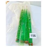 MCM LUCITE EMERALD GREEN 8 INCH CANDLE STICKS