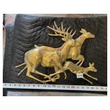 BRASS WALL HANGER W/ DEER LEAPING