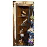 CORNER WOOD OPEN DISPLAY CABINET W/ GLASS SHELVES