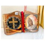 CLOCK OF PRAYING HANDS W/ BIBLE W/ PROP IN OB 16"